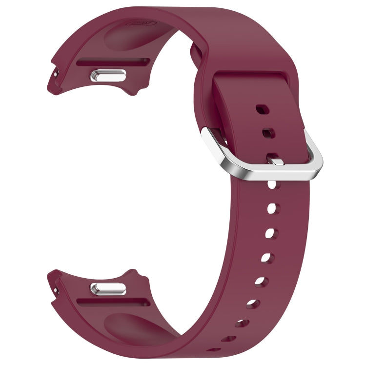 For Samsung Galaxy Watch7 40 / 44mm Solid Color Silver Buckle Quick Release Silicone Watch Band(Wine Red)