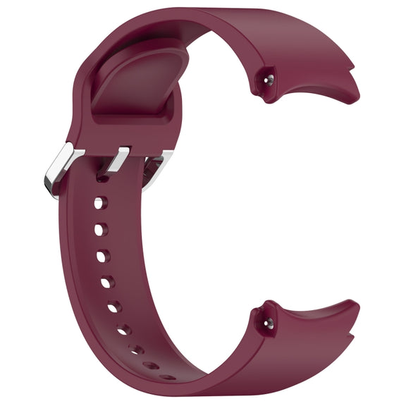 For Samsung Galaxy Watch7 40 / 44mm Solid Color Silver Buckle Quick Release Silicone Watch Band(Wine Red)