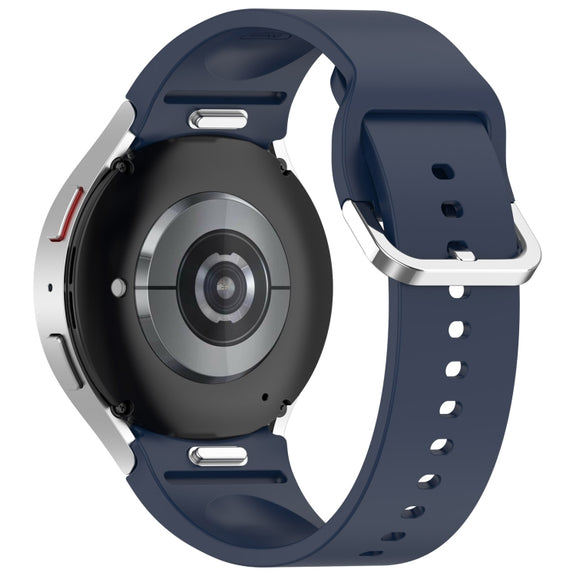 For Samsung Galaxy Watch7 40 / 44mm Solid Color Silver Buckle Quick Release Silicone Watch Band(Midnight Blue)