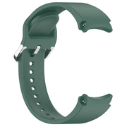 For Samsung Galaxy Watch7 40 / 44mm Solid Color Silver Buckle Quick Release Silicone Watch Band(Dark Green)
