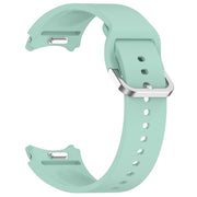 For Samsung Galaxy Watch7 40 / 44mm Solid Color Silver Buckle Quick Release Silicone Watch Band(Light Green)