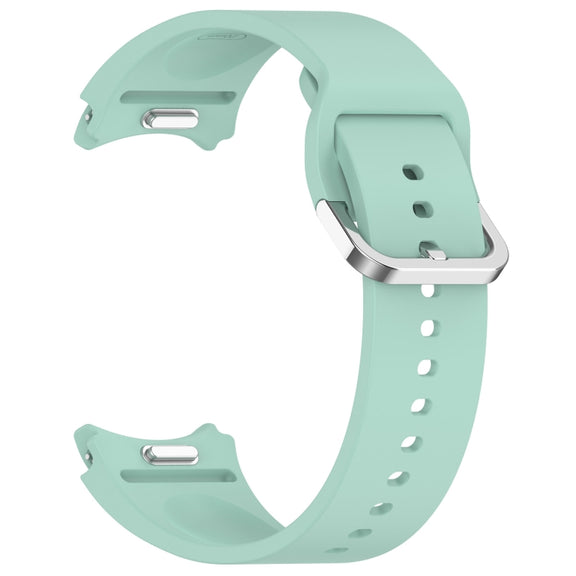 For Samsung Galaxy Watch7 40 / 44mm Solid Color Silver Buckle Quick Release Silicone Watch Band(Light Green)