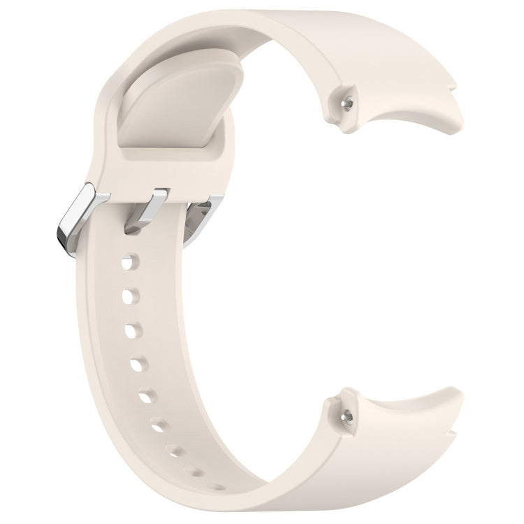 For Samsung Galaxy Watch7 40 / 44mm Solid Color Silver Buckle Quick Release Silicone Watch Band(Starlight)