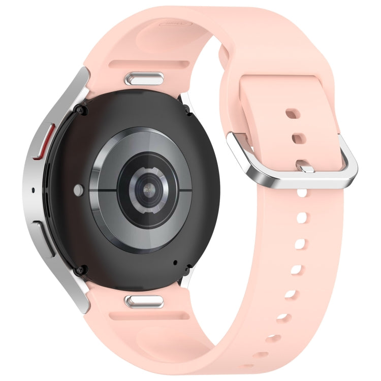 For Samsung Galaxy Watch7 40 / 44mm Solid Color Silver Buckle Quick Release Silicone Watch Band(Light Pink)