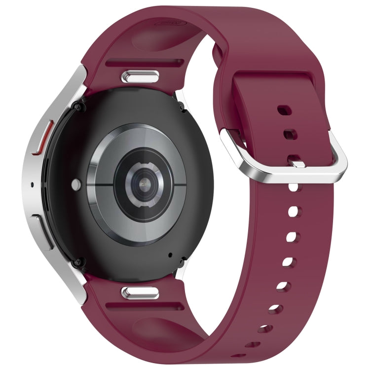 For Samsung Galaxy Watch FE 40mm Solid Color Silver Buckle Quick Release Silicone Watch Band(Wine Red)