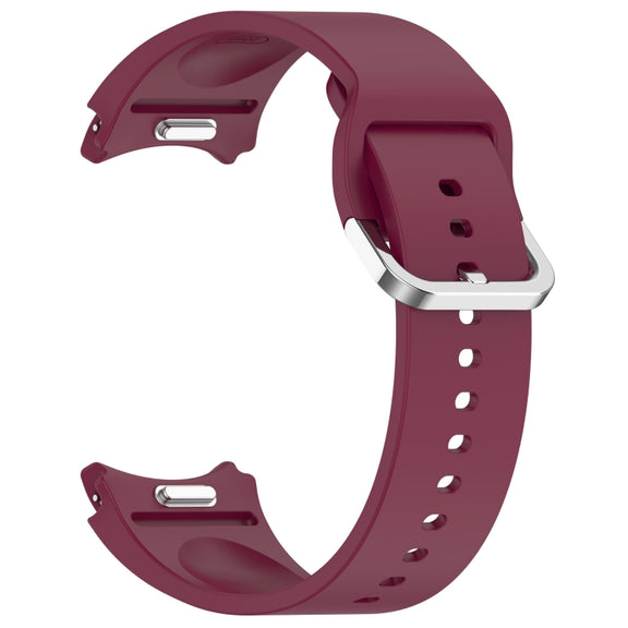 For Samsung Galaxy Watch FE 40mm Solid Color Silver Buckle Quick Release Silicone Watch Band(Wine Red)