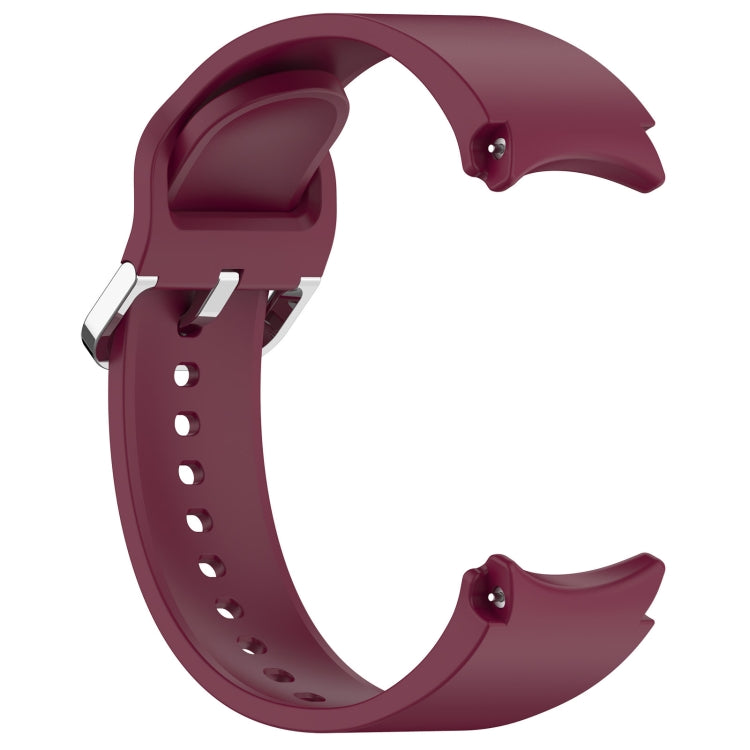 For Samsung Galaxy Watch FE 40mm Solid Color Silver Buckle Quick Release Silicone Watch Band(Wine Red)