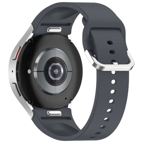For Samsung Galaxy Watch FE 40mm Solid Color Silver Buckle Quick Release Silicone Watch Band(Gray)