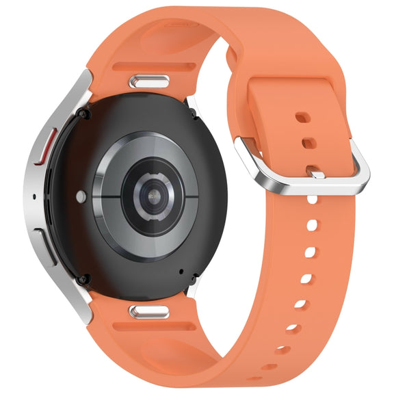For Samsung Galaxy Watch FE 40mm Solid Color Silver Buckle Quick Release Silicone Watch Band(Orange)