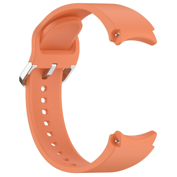 For Samsung Galaxy Watch FE 40mm Solid Color Silver Buckle Quick Release Silicone Watch Band(Orange)