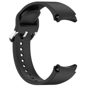 For Samsung Galaxy Watch FE 40mm Solid Color Silver Buckle Quick Release Silicone Watch Band(Black)