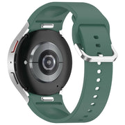 For Samsung Galaxy Watch FE 40mm Solid Color Silver Buckle Quick Release Silicone Watch Band(Dark Green)