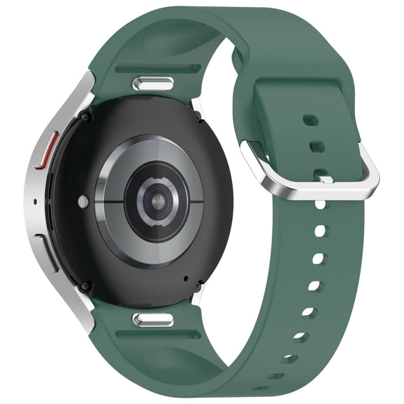 For Samsung Galaxy Watch FE 40mm Solid Color Silver Buckle Quick Release Silicone Watch Band(Dark Green)