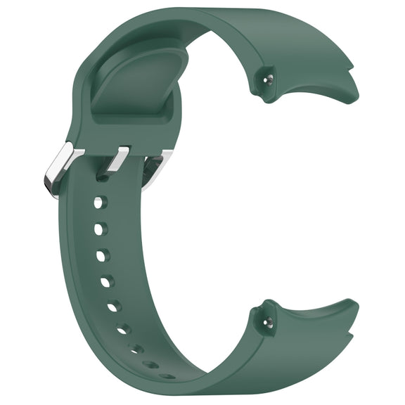 For Samsung Galaxy Watch FE 40mm Solid Color Silver Buckle Quick Release Silicone Watch Band(Dark Green)