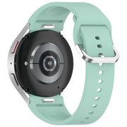 For Samsung Galaxy Watch FE 40mm Solid Color Silver Buckle Quick Release Silicone Watch Band(Light Green)