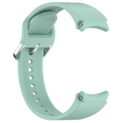 For Samsung Galaxy Watch FE 40mm Solid Color Silver Buckle Quick Release Silicone Watch Band(Light Green)