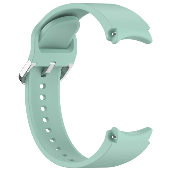For Samsung Galaxy Watch FE 40mm Solid Color Silver Buckle Quick Release Silicone Watch Band(Light Green)