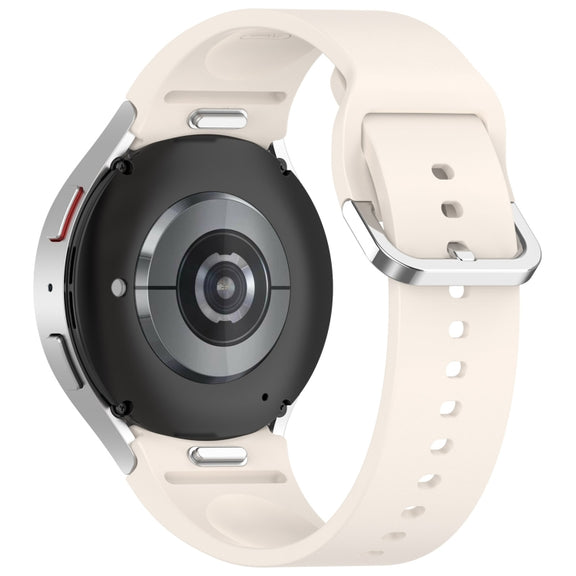 For Samsung Galaxy Watch FE 40mm Solid Color Silver Buckle Quick Release Silicone Watch Band(Starlight)