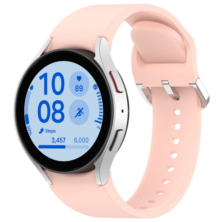 For Samsung Galaxy Watch FE 40mm Solid Color Silver Buckle Quick Release Silicone Watch Band(Light Pink) - free shipping - PMC TechLife - Order now!
