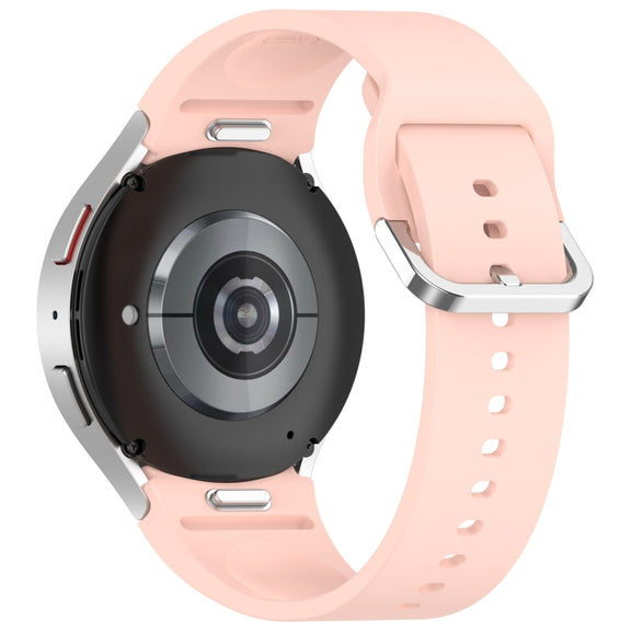 For Samsung Galaxy Watch FE 40mm Solid Color Silver Buckle Quick Release Silicone Watch Band(Light Pink)