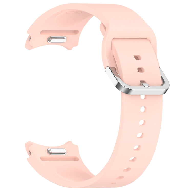 For Samsung Galaxy Watch FE 40mm Solid Color Silver Buckle Quick Release Silicone Watch Band(Light Pink)