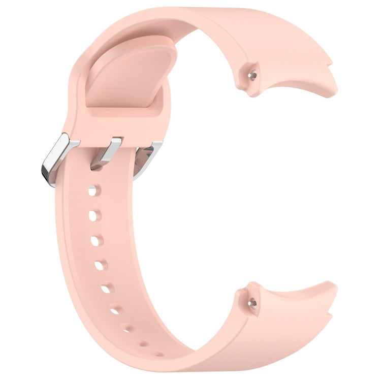 For Samsung Galaxy Watch FE 40mm Solid Color Silver Buckle Quick Release Silicone Watch Band(Light Pink)