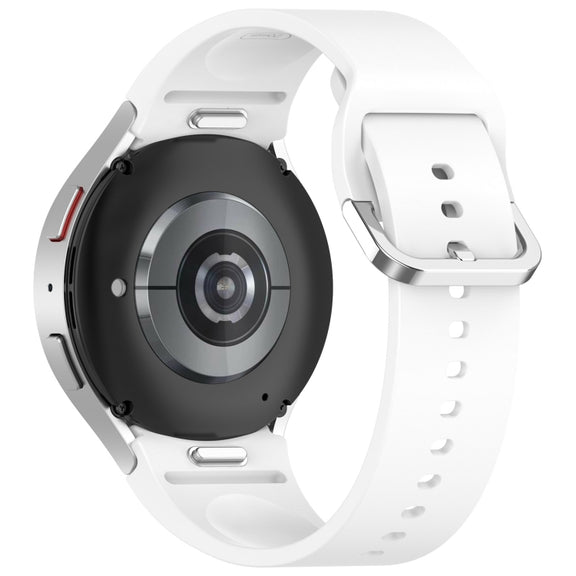 For Samsung Galaxy Watch FE 40mm Solid Color Silver Buckle Quick Release Silicone Watch Band(White)
