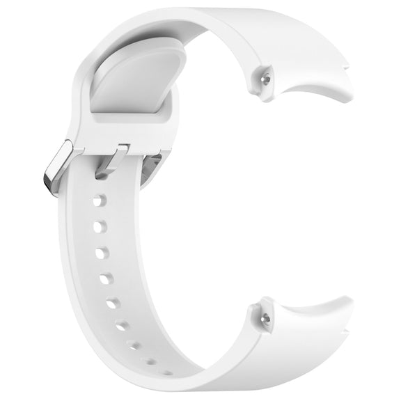 For Samsung Galaxy Watch FE 40mm Solid Color Silver Buckle Quick Release Silicone Watch Band(White)