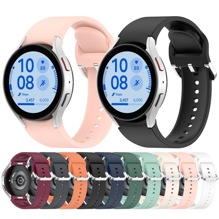For Samsung Galaxy Watch FE 40mm Solid Color Silver Buckle Quick Release Silicone Watch Band(Wine Red)