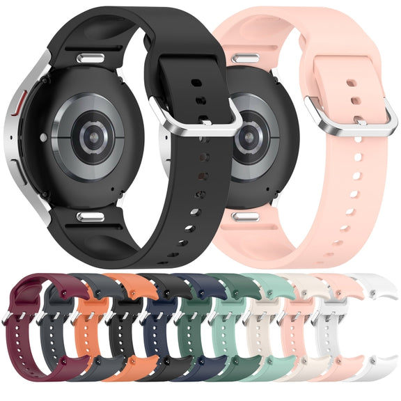 For Samsung Galaxy Watch FE 40mm Solid Color Silver Buckle Quick Release Silicone Watch Band(Wine Red)