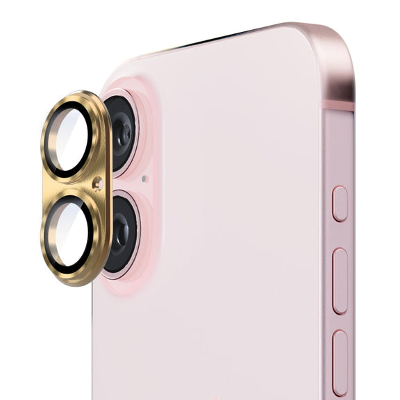 For iPhone 16 / 16 Plus ENKAY Aluminium Alloy Tempered Glass Lens Cover Film(Golden)