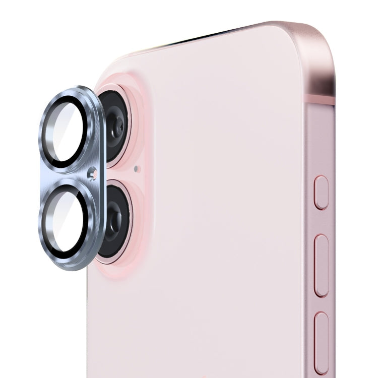 For iPhone 16 / 16 Plus ENKAY Aluminium Alloy Tempered Glass Lens Cover Film(Sierra Blue) - iPhone 16 Plus Tempered Glass by ENKAY | Online Shopping South Africa | PMC TechLife | Buy Now Pay Later Mobicred