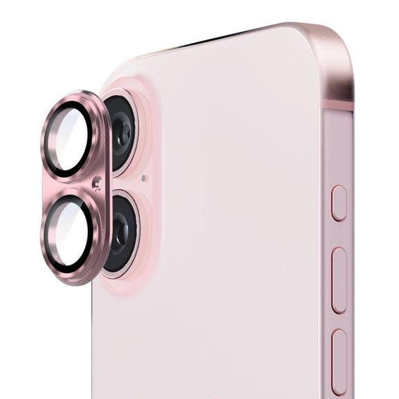 For iPhone 16 / 16 Plus ENKAY Anti-reflection Camera Lens Aluminium Alloy Tempered Glass Film(Pink)