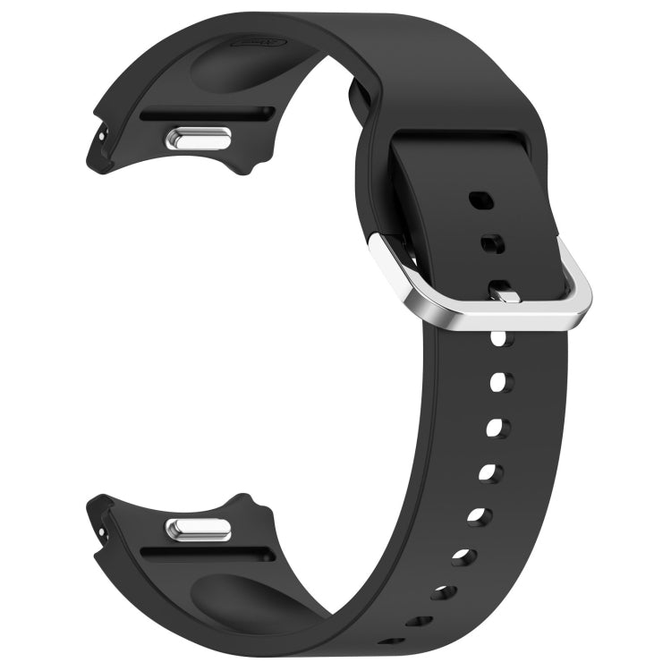 For Samsung Galaxy Watch 6 40mm Solid Color Silver Buckle Quick Release Silicone Watch Band(Black)