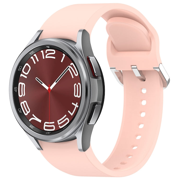 For Samsung Galaxy Watch 6 Classic 43mm Solid Color Silver Buckle Quick Release Silicone Watch Band(Pink) - free shipping - PMC TechLife - Order now!