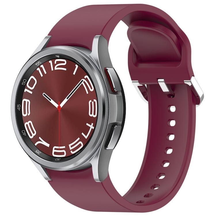 For Samsung Galaxy Watch 6 Classic 43mm Solid Color Silver Buckle Quick Release Silicone Watch Band(Wine Red) - free shipping - PMC TechLife - Order now!