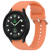 For Samsung Galaxy watch 5 Pro Golf Edition Solid Color Silver Buckle Quick Release Silicone Watch Band(Orange)
