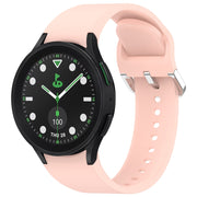 For Samsung Galaxy watch 5 Pro Golf Edition Solid Color Silver Buckle Quick Release Silicone Watch Band(Pink)