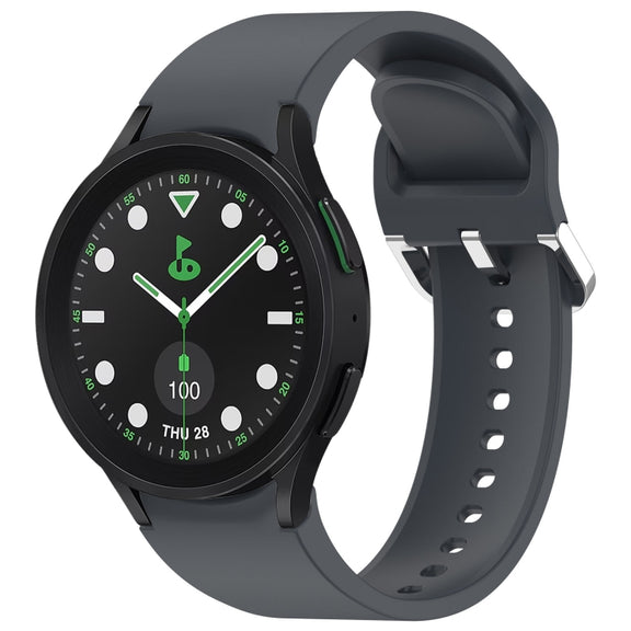 For Samsung Galaxy watch 5 Pro Golf Edition Solid Color Silver Buckle Quick Release Silicone Watch Band(Grey)