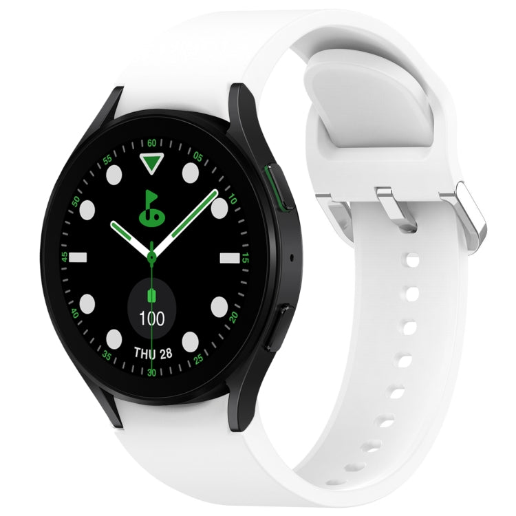For Samsung Galaxy watch 5 Golf Edition Solid Color Silver Buckle Quick Release Silicone Watch Band(White) - free shipping - PMC TechLife - Order now!