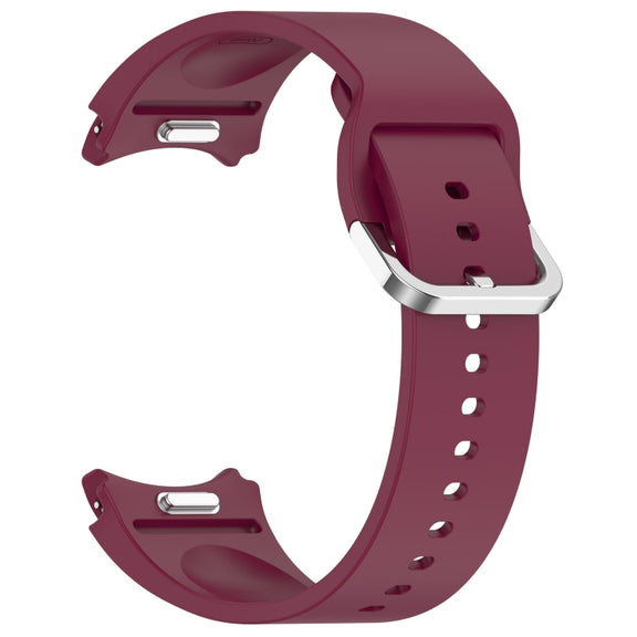 For Samsung Galaxy watch 5 Golf Edition Solid Color Silver Buckle Quick Release Silicone Watch Band(Wine Red)