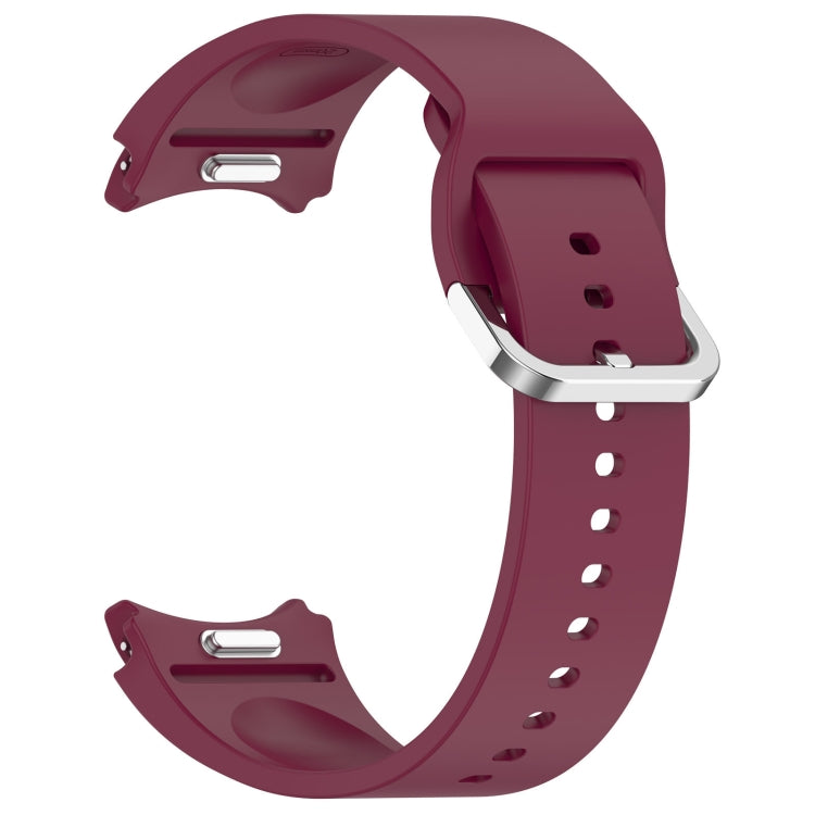 For Samsung Galaxy watch 5 Golf Edition Solid Color Silver Buckle Quick Release Silicone Watch Band(Wine Red)