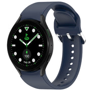 For Samsung Galaxy watch 5 Golf Edition Solid Color Silver Buckle Quick Release Silicone Watch Band(Midnight Blue)
