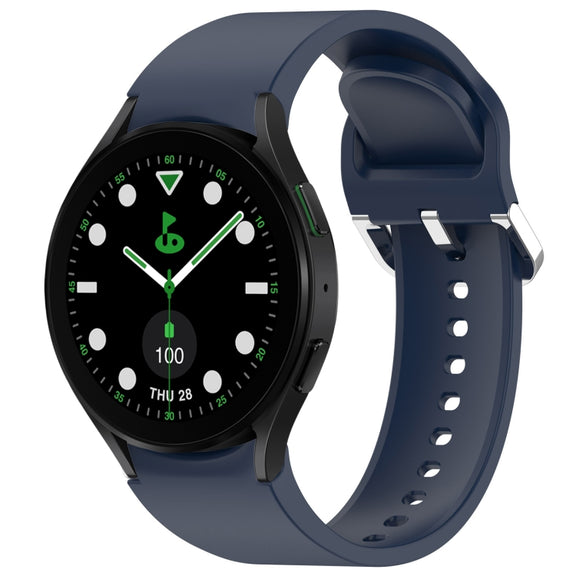 For Samsung Galaxy watch 5 Golf Edition Solid Color Silver Buckle Quick Release Silicone Watch Band(Midnight Blue)