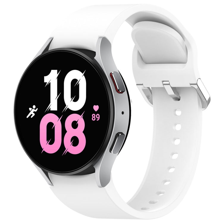 For Samsung Galaxy Watch 5  44mm Solid Color Silver Buckle Quick Release Silicone Watch Band(White) - free shipping - PMC TechLife - Order now!