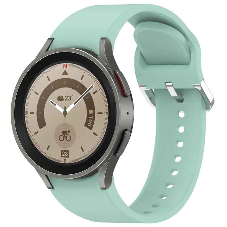 For Samsung Galaxy Watch 5 Pro  45mm Solid Color Silver Buckle Quick Release Silicone Watch Band(Teal) - free shipping - PMC TechLife - Order now!