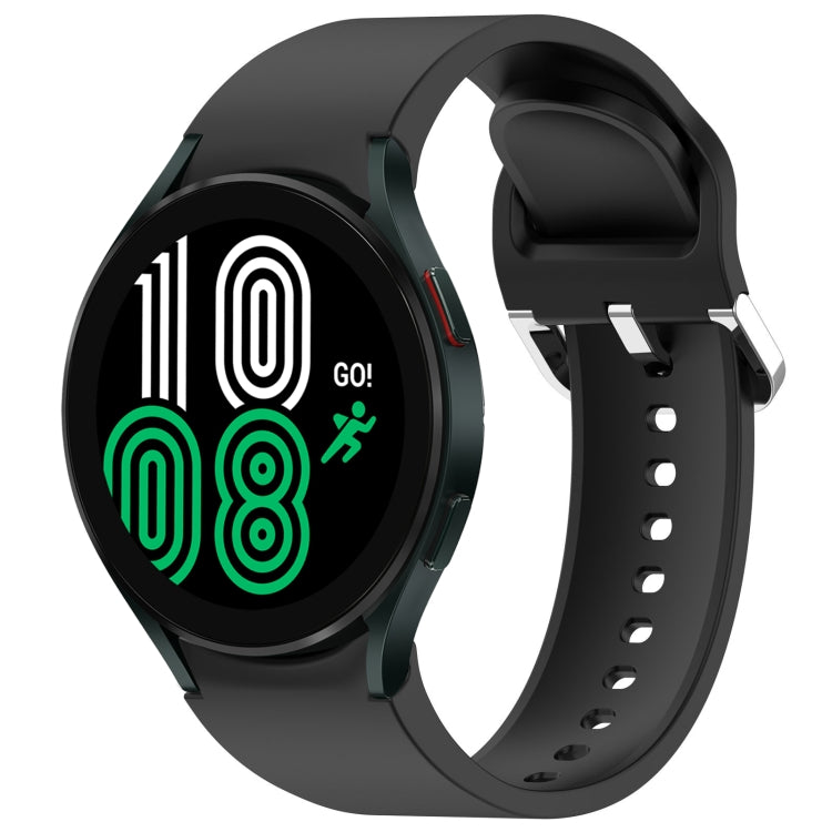 For Samsung Galaxy Watch 4 44mm Solid Color Silver Buckle Quick Release Silicone Watch Band(Black) - free shipping - PMC TechLife - Order now!