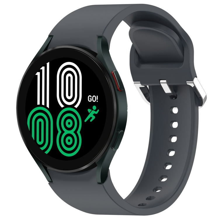 For Samsung Galaxy Watch 4 44mm Solid Color Silver Buckle Quick Release Silicone Watch Band(Grey) - free shipping - PMC TechLife - Order now!