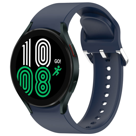 For Samsung Galaxy Watch 4 44mm Solid Color Silver Buckle Quick Release Silicone Watch Band(Midnight Blue)