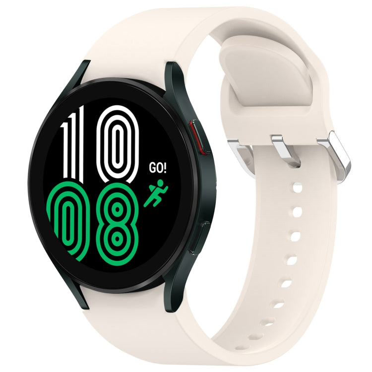 For Samsung Galaxy Watch 4 44mm Solid Color Silver Buckle Quick Release Silicone Watch Band(Starlight) - free shipping - PMC TechLife - Order now!